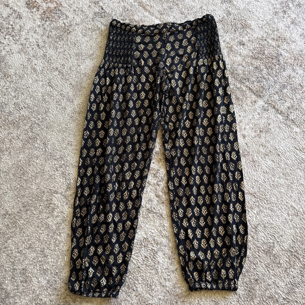 Intimately Free People Womens Black & Gold Floral Jogger Pants Size S